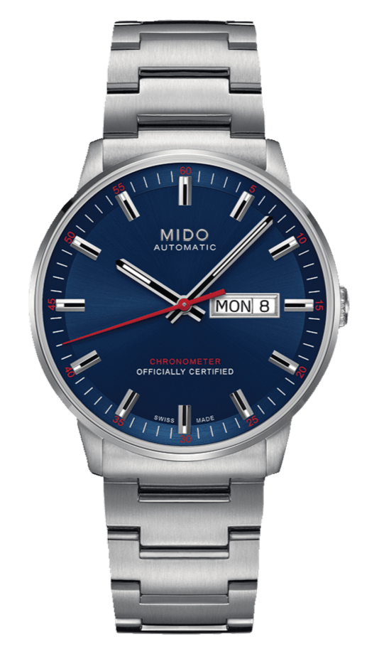 Mido Commander II Automatic Chronometer Blue Dial Silver Steel Strap Watch For Men - M021.431.11.041.00
