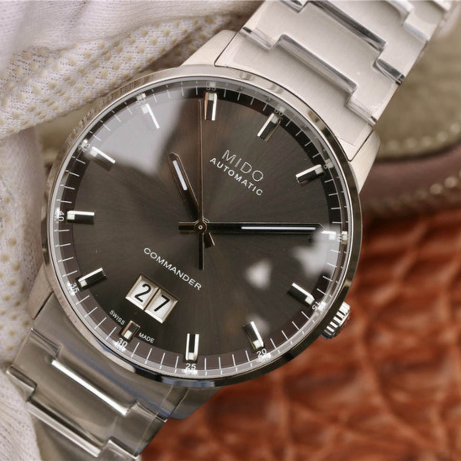Mido Commander II Automatic Chronometer Grey Dial Silver Steel Strap Watch For Men - M021.431.11.061.00