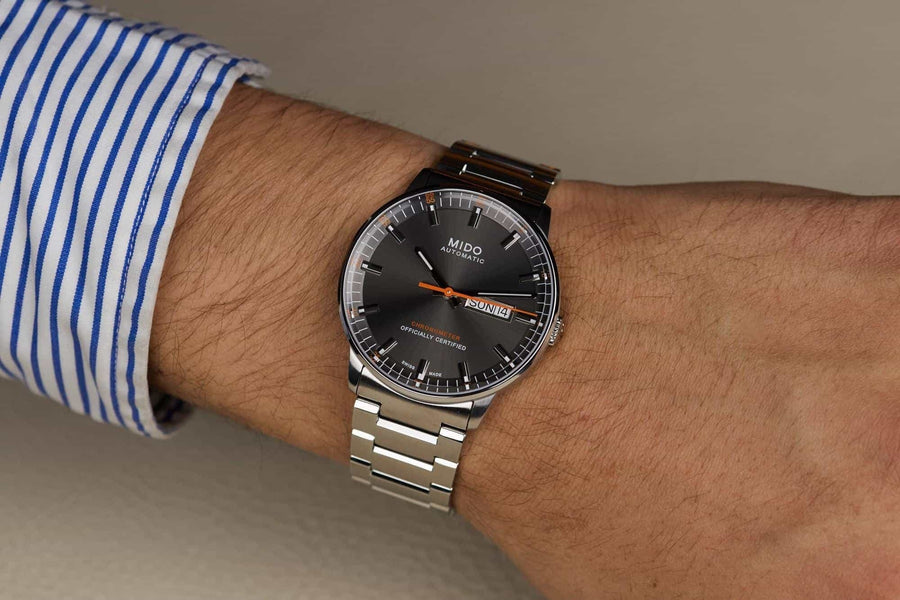Mido Commander II Automatic Chronometer Grey Dial Silver Steel Strap Watch For Men - M021.431.11.061.01