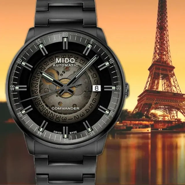 Mido Commander II Automatic Gradient Black Dial Black Steel Strap Watch For Men - M021.407.33.411.00