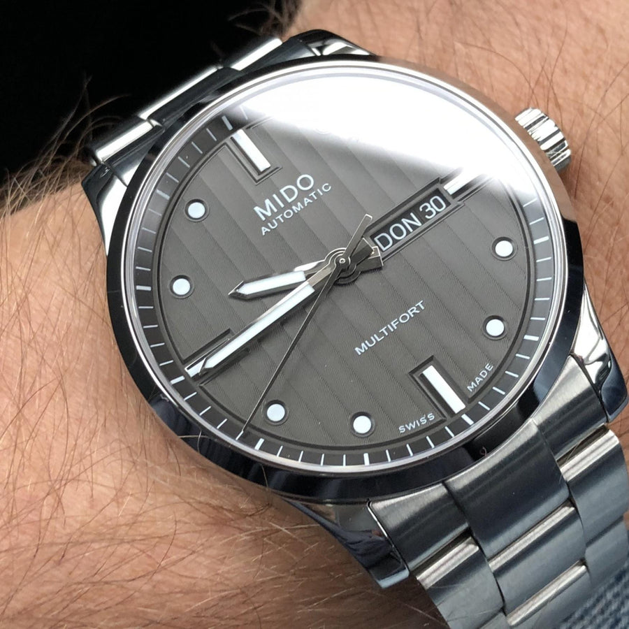 Mido Multifort Automatic Gray Dial Silver Steel Strap Watch For Men - M005.430.11.061.80