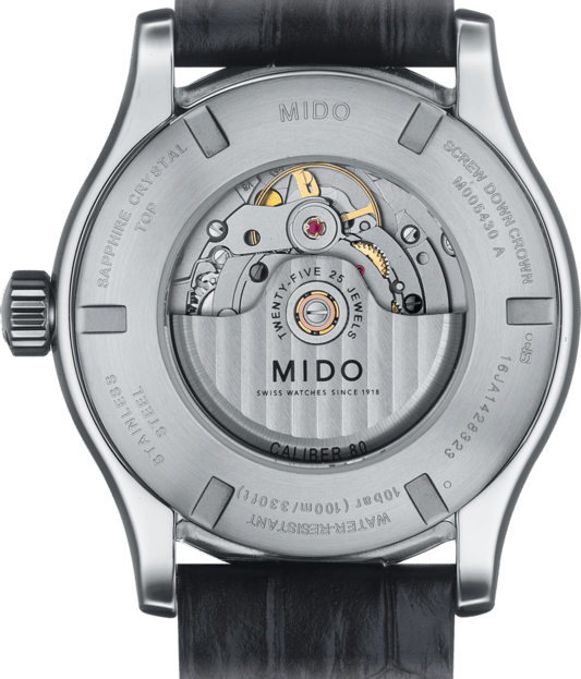 Mido Multifort Automatic Silver Dial Black Leather Strap Watch For Men - M005.430.16.031.80