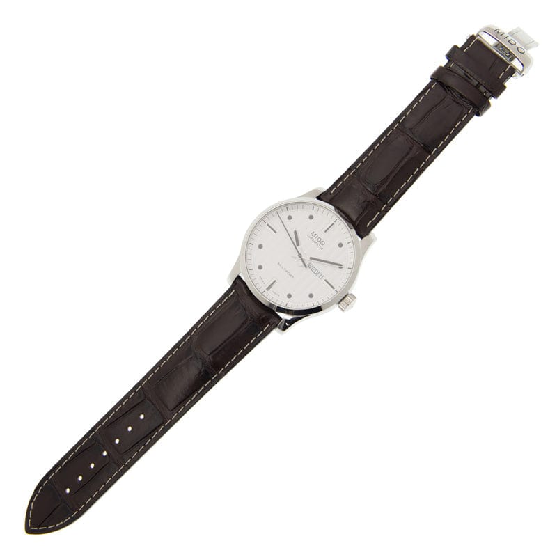 Mido Multifort Automatic Silver Dial Black Leather Strap Watch For Men - M005.430.16.031.80