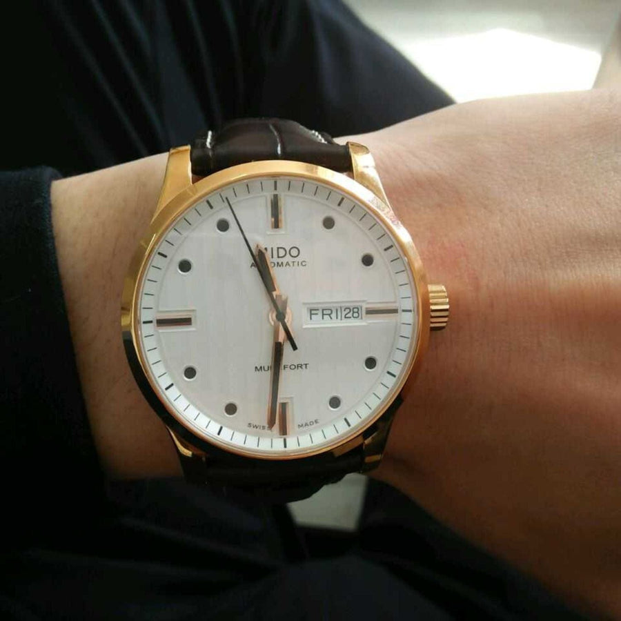 Mido Multifort Automatic Silver Dial Brown Leather Strap Watch For Men - M005.430.36.031.80