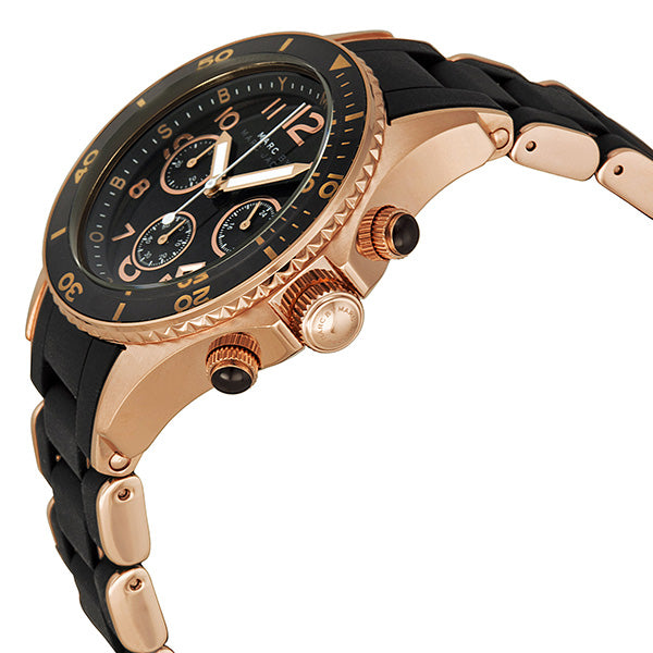 Marc Jacobs Rock Chronograph Black Dial Black Silicone Strap Watch for Women - MBM2553