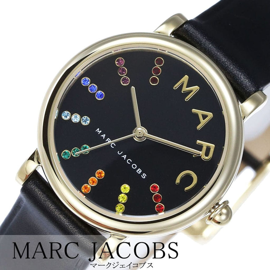 Marc Jacobs Roxy Black Dial Black Leather Strap Watch for Women - MJ1592