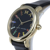 Marc Jacobs Roxy Black Dial Black Leather Strap Watch for Women - MJ1592