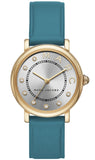 Marc Jacobs Roxy Champagne Dial Turquoise Leather Strap Watch for Women - MJ1633