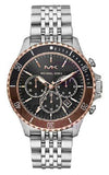 Michael Kors Bayville Chronograph Black Dial Silver Steel Strap Watch For Men - MK8725