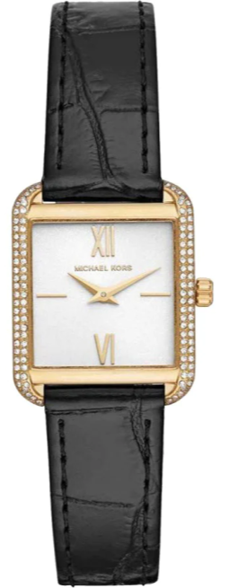 Michael Kors Lake Quartz White Dial Black Leather Strap Watch For Women - MK2762