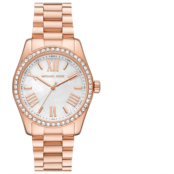 Michael Kors Lexington White Dial Rose Gold Steel Strap Watch for Women - MK1088