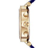 Michael Kors Parker Gold Dial Blue Leather Strap Watch for Women - MK2280