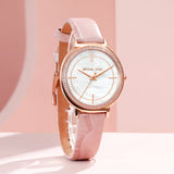 Michael Kors Cinthia Mother of Pearl Dial Pink Leather Strap Watch for Women - MK2663