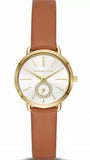 Michael Kors Portia Quartz White Dial Brown Leather Strap Watch For Women - MK2734