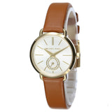 Michael Kors Portia Quartz White Dial Brown Leather Strap Watch For Women - MK2734