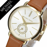 Michael Kors Portia Quartz White Dial Brown Leather Strap Watch For Women - MK2734