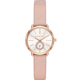 Michael Kors Petite Portia Silver Dial Pink Rubber Strap Watch For Women - MK2735