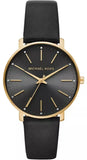 Michael Kors Pyper Black Dial Black Leather Strap Watch For Women - MK2747