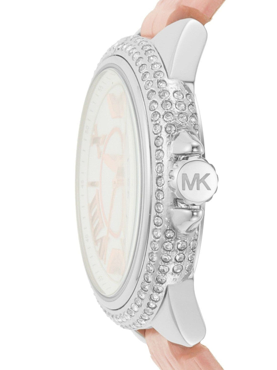 Michael Kors Camille Three-Hand Crystals White Dial Pink Leather Strap Watch for Women - MK2963