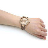 Michael Kors Parker Three Hand Gold Dial Brown Leather Strap Watch For Women - MK2973