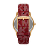 Michael Kors Tibby Multifunction Silver Dial Red Leather Strap Watch For Women - MK2975