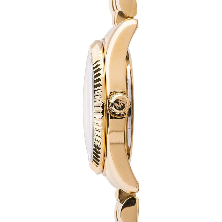 Michael Kors Lexington Quartz Silver Dial Gold Steel Strap Watch For Women - MK3229