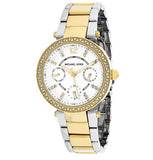 Michael Kors Parker White Dial Two Tone Steel Strap Watch for Women - MK6055