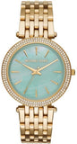 Michael Kors Darci Analog Mother of Pearl Green Dial Gold Steel Strap Watch For Women - MK3498