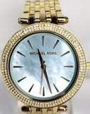 Michael Kors Darci Analog Mother of Pearl Green Dial Gold Steel Strap Watch For Women - MK3498