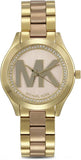 Michael Kors Mini Slim Runway Rose Gold Dial Two Tone Steel Strap Watch for Women - MK3650