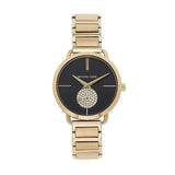 Michael Kors Portia Black Dial Gold Steel Strap Watch for Women - MK3788