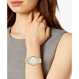 Michael Kors Lauryn Mother of Pearl White Dial Gold Steel Strap Watch for Women - MK3899