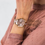 Michael Kors Slim Runway Rose Gold Dial Two Tone Steel Strap Watch for Women - MK4294