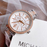 Michael Kors Sofie Chronograph White Dial Two Tone Steel Strap Watch For Women - MK4353