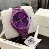 Michael Kors Slim Runway Quartz Purple Dial Purple Steel Strap Watch For Women - MK4507