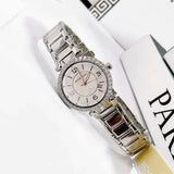 Michael Kors Parker Three Hand Mother of Pearl White Dial Silver Steel Strap Watch For Women - MK4694