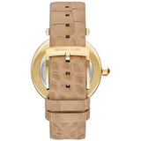 Michael Kors Parker Three-Hand Gold Dial Brown Leather Strap Watch For Women - MK4725