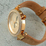 Michael Kors Parker Three-Hand Gold Dial Brown Leather Strap Watch For Women - MK4725