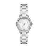 Michael Kors Sage Three-Hand Mother of Pearl White Dial Silver Steel Strap Watch for Women - MK4824