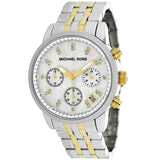 Michael Kors Ritz Chronograph White Dial Two Tone Steel Strap Watch for Women - MK5057