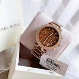 Michael Kors Parker Chronograph Brown Dial Brown Steel Strap Watch For Women - MK5578