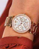 Michael Kors Parker White Dial Rose Gold Steel Strap Watch for Women - MK5616