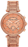 Michael Kors Uptown Glam Parker Chronograph Rose Gold Dial Steel Strap Watch for Women - MK5663