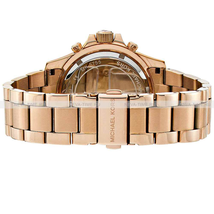 Michael Kors Everest Chronograph Rose Gold Dial Rose Gold Steel Strap Watch For Women - MK5755