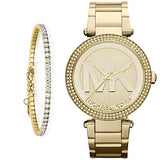 Michael Kors Parker Diamonds Gold Dial Gold Steel Strap Watch for Women - MK5784