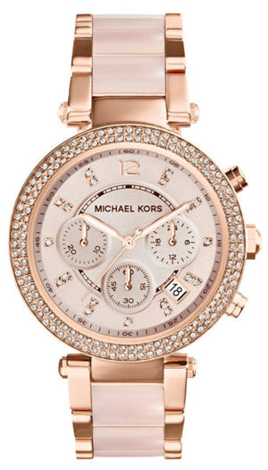 Michael Kors Parker Pink Dial Two Tone Steel Strap Watch for Women - MK5896