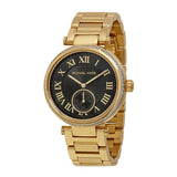 Michael Kors Skylar Black Dial Gold Steel Strap Watch for Women - MK5989