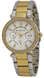 Michael Kors Parker White Dial Two Tone Steel Strap Watch for Women - MK6055