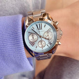 Michael Kors Bradshaw Chronograph Blue Dial Silver Steel Strap Watch For Women - MK6098