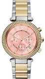 Michael Kors Parker Pink Dial Two Tone Steel Strap Watch for Women - MK6140